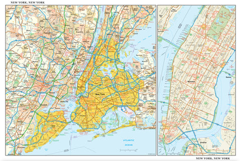 Map of New York City with detailed streets and boundaries.