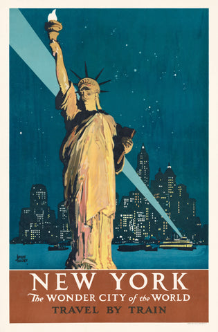 New York, the wonder city of the world Travel by train (1927) poster by Adolph Treidler