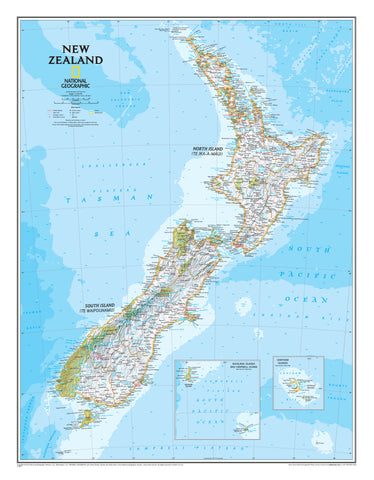 New Zealand National Geographic 1088 x 1400 mm Supermap Wall Map