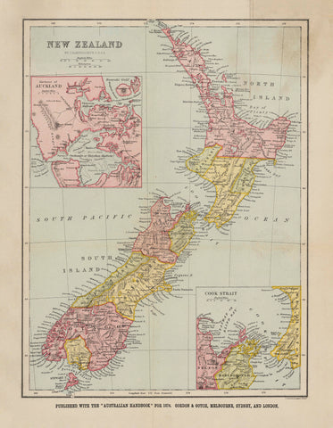 New Zealand Wall Map by J Bartholomew published 1874