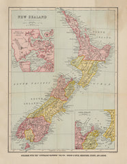 New Zealand Wall Map by J Bartholomew published 1874