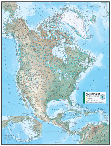 North America Physical Atlas of the World, 11th Edition, National Geographic Wall Map