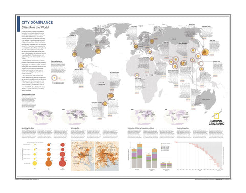 City Dominance: Cities Rule the World - Atlas of the World, 10th Edition by National Geographic — map