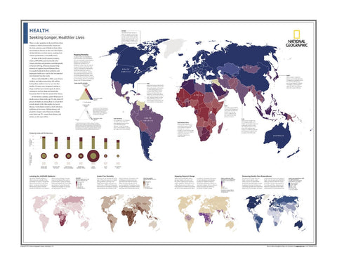 Health: Seeking Longer, Healthier Lives - Atlas of the World, 10th Edition by National Geographic — map