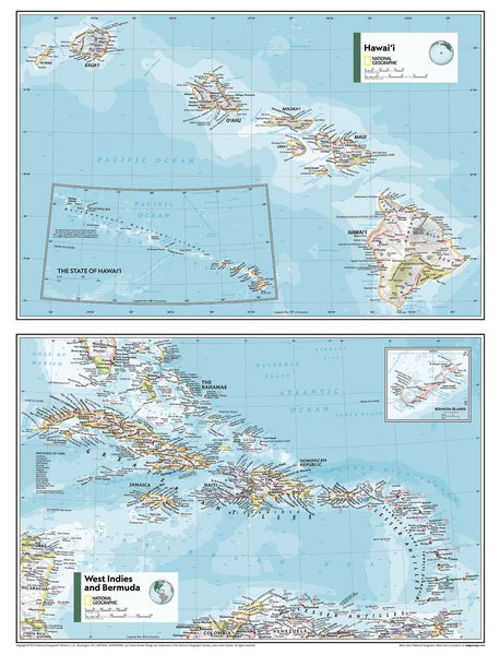 Hawai'i, West Idies and Bermuda - Atlas of the World, 11th Edition by National Geographic — map