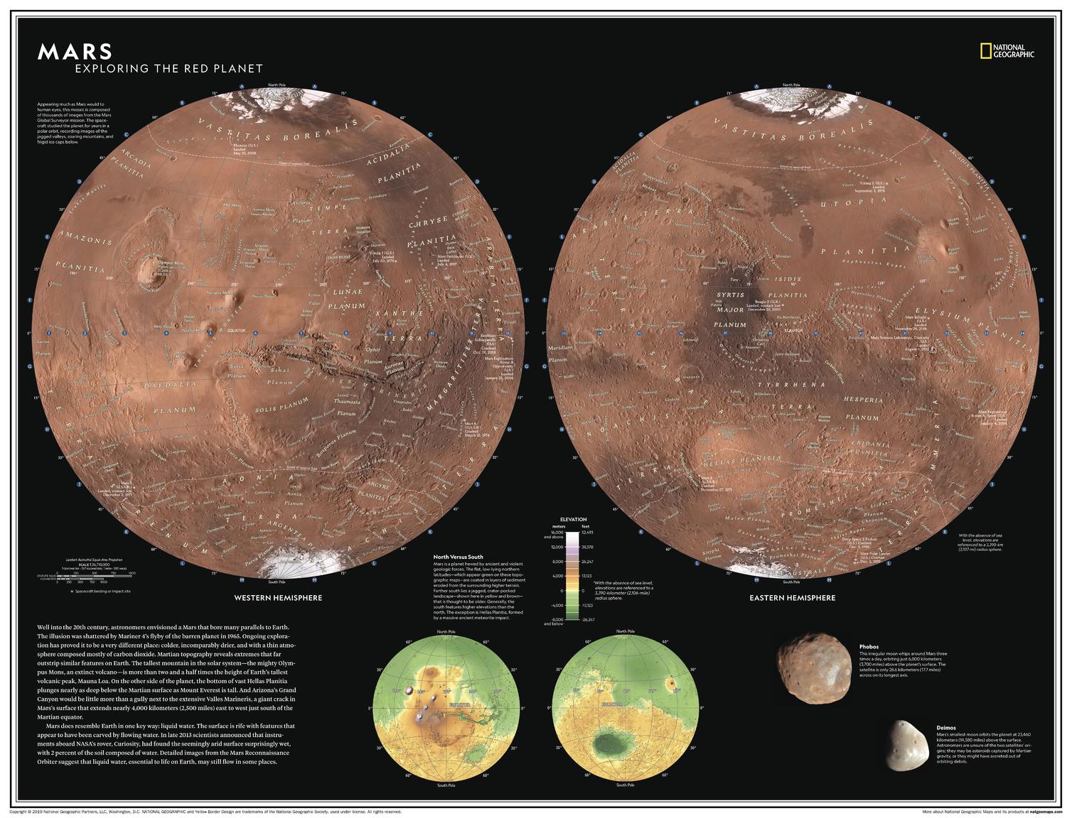 Mars: Exploring the Red Planet National Geographic 798 x 610mm Wall Map ...