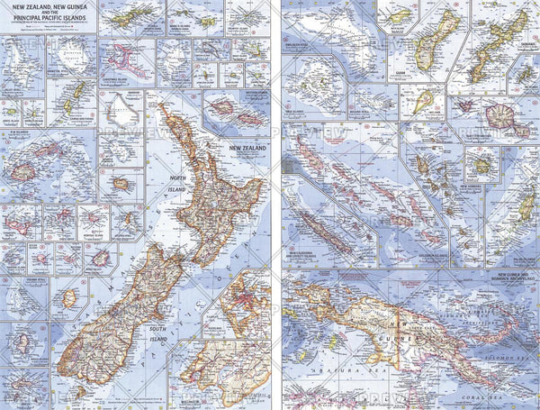 New Zealand, New Guinea and the Principal Pacific Islands - Published 1962 by National Geographic — historic National Geog...