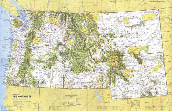 Close-up USA, Northwest - Published 1973 by National Geographic — historic National Geographic map print