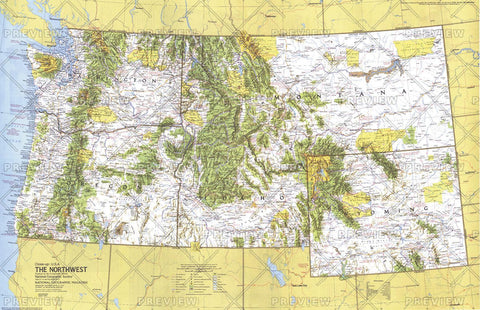 Close-up USA, Northwest - Published 1973 by National Geographic — historic National Geographic map print
