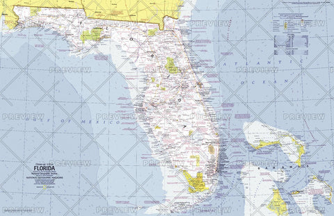 Close-up USA, Florida - Published 1973 wall map – National Geographic | Mapworld