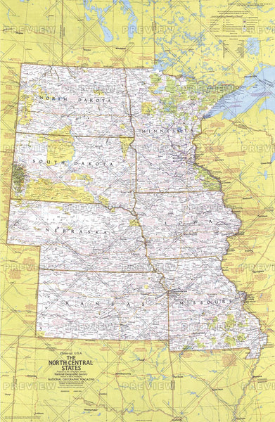 Close-up USA, North Central States - Published 1974 by National Geographic — historic National Geographic map print