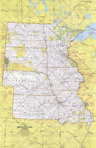 Close-up USA, North Central States - Published 1974 by National Geographic — historic National Geographic map print