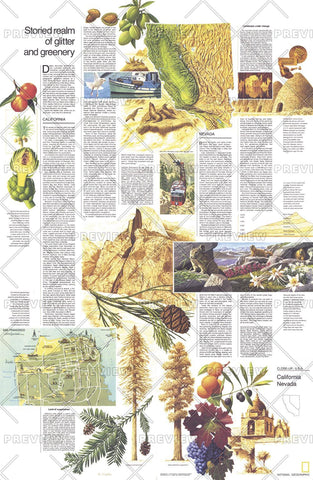 Close-up USA, California and Nevada Theme - Published 1974 wall map – National Geographic | Mapworld
