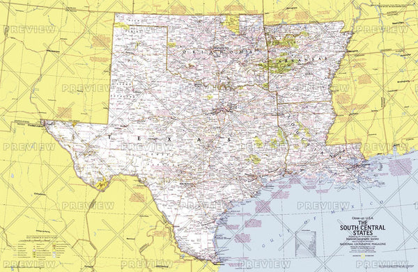 Close-up USA, South Central States - Published 1974 by National Geographic — historic National Geographic map print