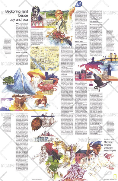 Close-up USA, Mid-Atlantic States Theme - Published 1976 by National Geographic — historic National Geographic map print