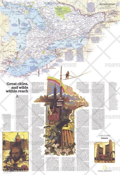 Ontario Great Cities Wilds Within Reach - Published 1978 wall map – National Geographic | Mapworld