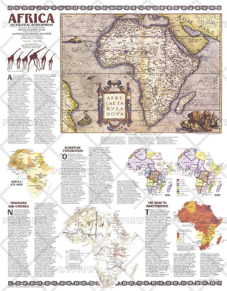 Africa, Its Political Development - Published 1980 by National Geographic — historic National Geographic map print