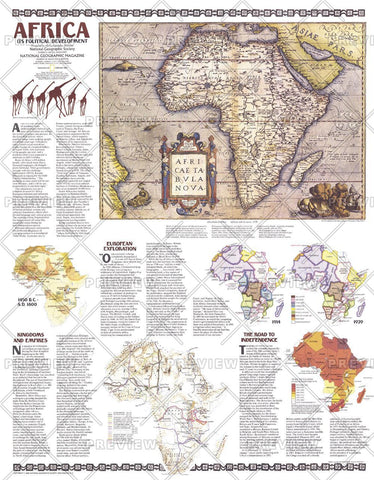 Africa, Its Political Development - Published 1980 by National Geographic — historic National Geographic map print