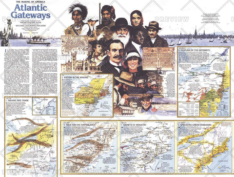 Making of America, Atlantic Gateways Theme - Published 1983 by National Geographic — historic National Geographic map print