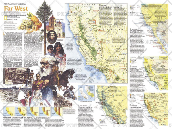 Making of America, Far West Theme - Published 1984 by National Geographic — historic National Geographic map print