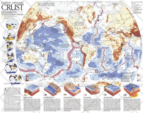 Earths Dynamic Crust - Published 1985 by National Geographic — historic National Geographic map print