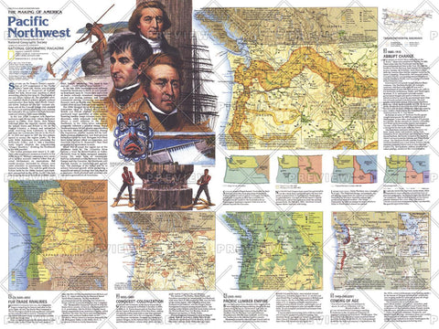 Pacific Northwest Side 2 - Published 1986 wall map – National Geographic | Mapworld