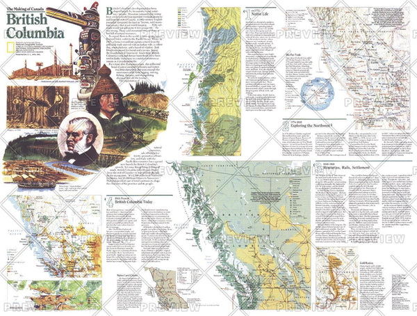 Making of Canada, British Columbia Theme - Published 1992 wall map – National Geographic | Mapworld