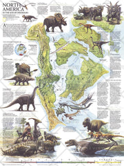 North America in the Age of the Dinosaurs - Published 1993 by National Geographic — historic National Geographic map print