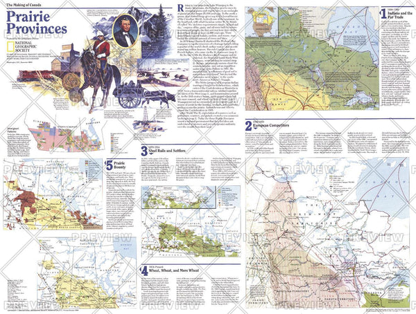 Making of Canada, Prairie Provinces Theme - Published 1994 by National Geographic — historic National Geographic map print
