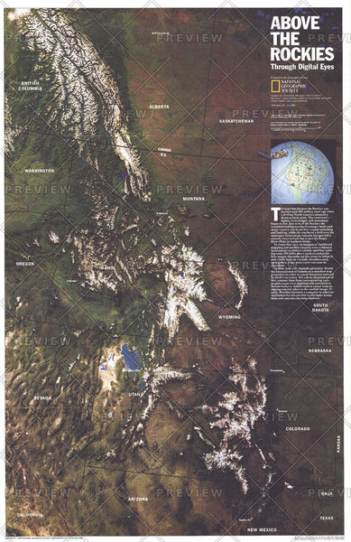 Above the Rockies - Published 1995 by National Geographic — historic National Geographic map print