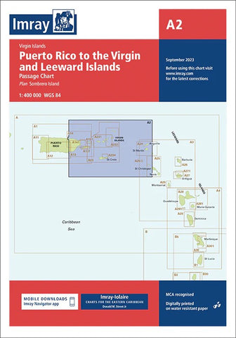 Puerto Rico to Virgin and Leeward Islands Imray Chart — Imray nautical chart