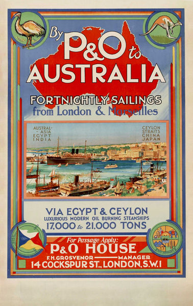 TRAVEL POSTER - P&O Australia Vintage Poster