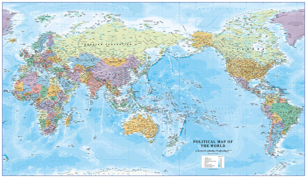 World Political Large 1002 x 595mm (Pacific Centred) Cosmographics 2024