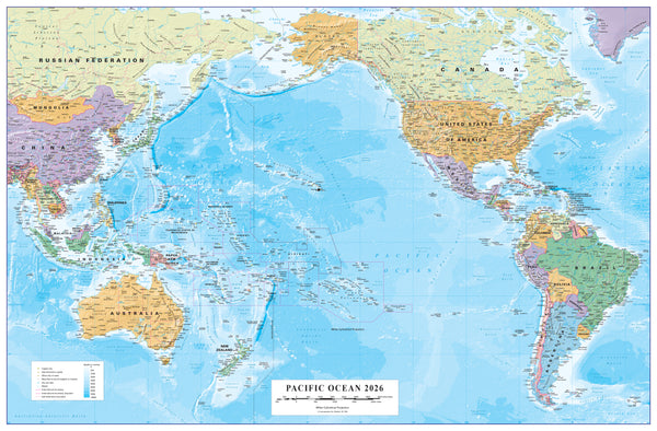 Pacific Ocean Political Cosmographics Wall Map