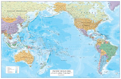 Pacific Ocean Political Cosmographics Wall Map