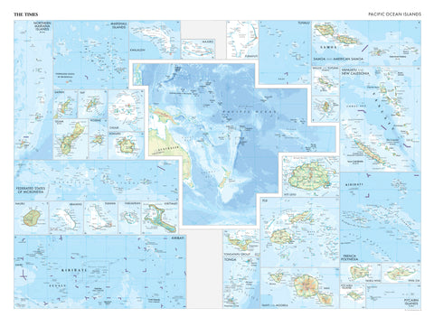 Pacific Ocean Islands Wall Map from The Times