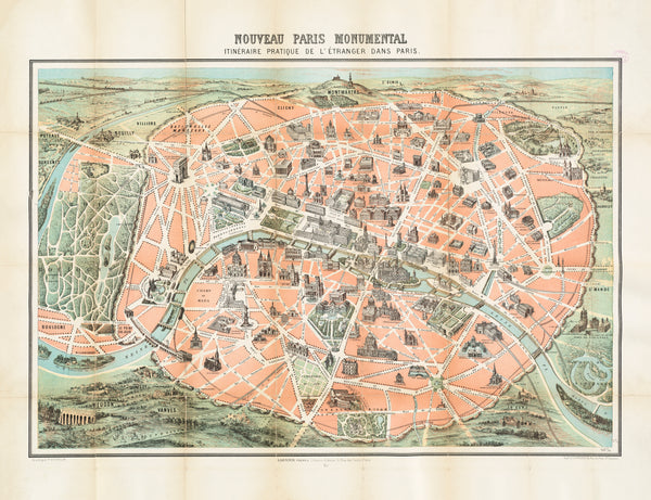Paris Historic Wall Map 1925