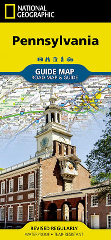 National Geographic Pennsylvania guide map with a building and clock tower on the cover