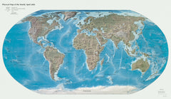 Physical Map of the World — Chromolithograph Art (April 2001) — map