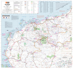 Map of Pilbara region with roads and geographical features