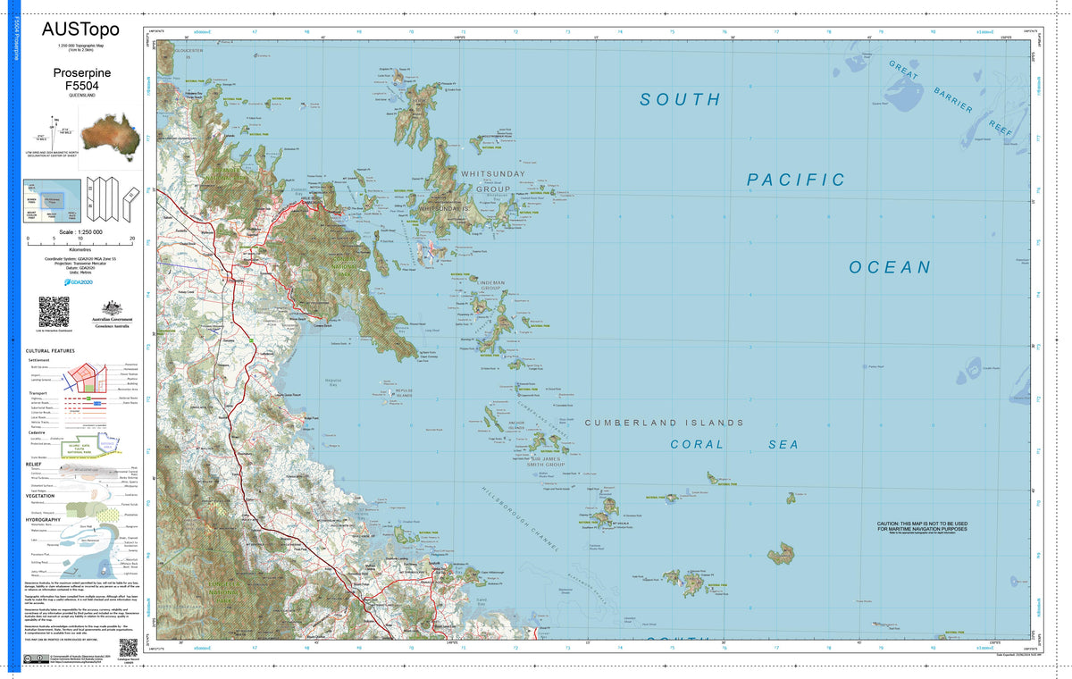 Proserpine F5504 AUSTopo 1:250,000 Map | Mapworld