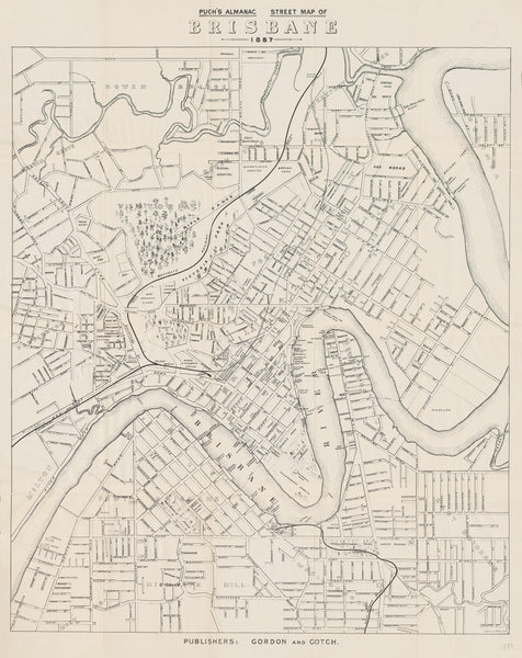 Brisbane and Suburbs — Street & Road Map (1887) — vintage historical map reproduction