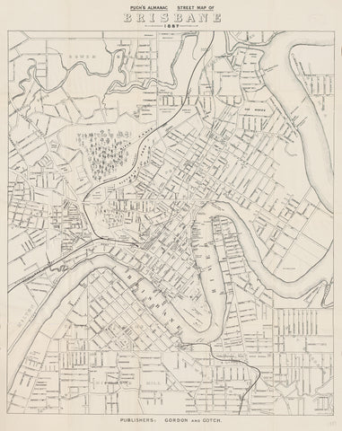 Brisbane and Suburbs — Street & Road Map (1887) — vintage historical map reproduction