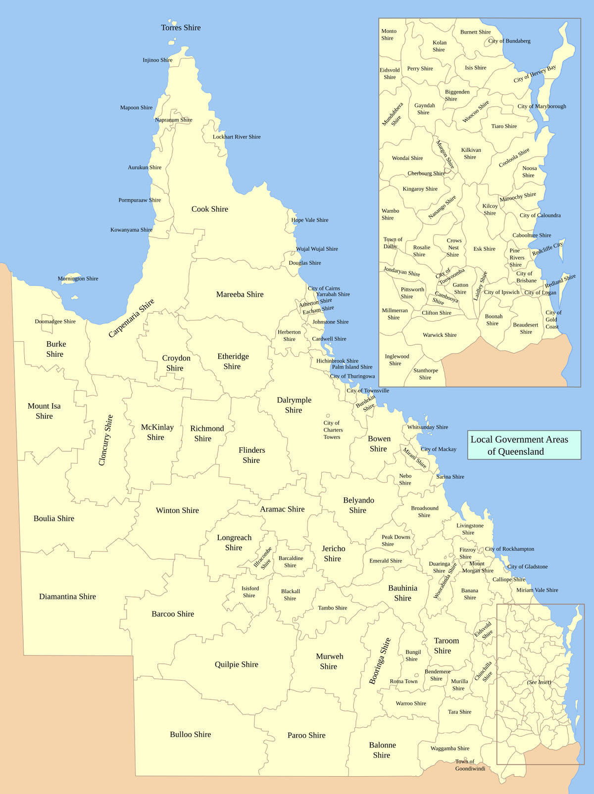 Queensland Local Government Areas Wall Map | Mapworld