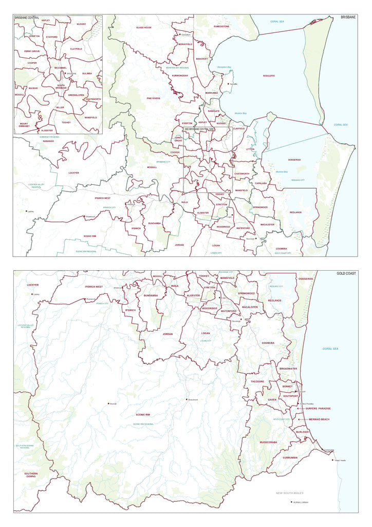 Queensland State Electoral Divisions and Local | Mapworld