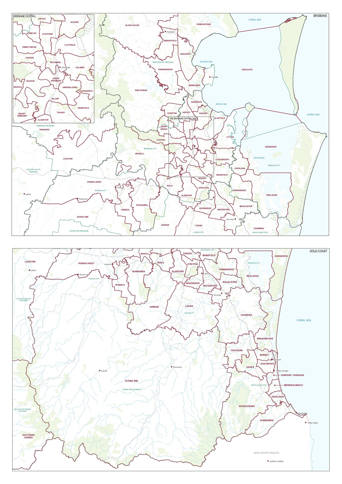 Queensland State Electoral Divisions and Local | Mapworld