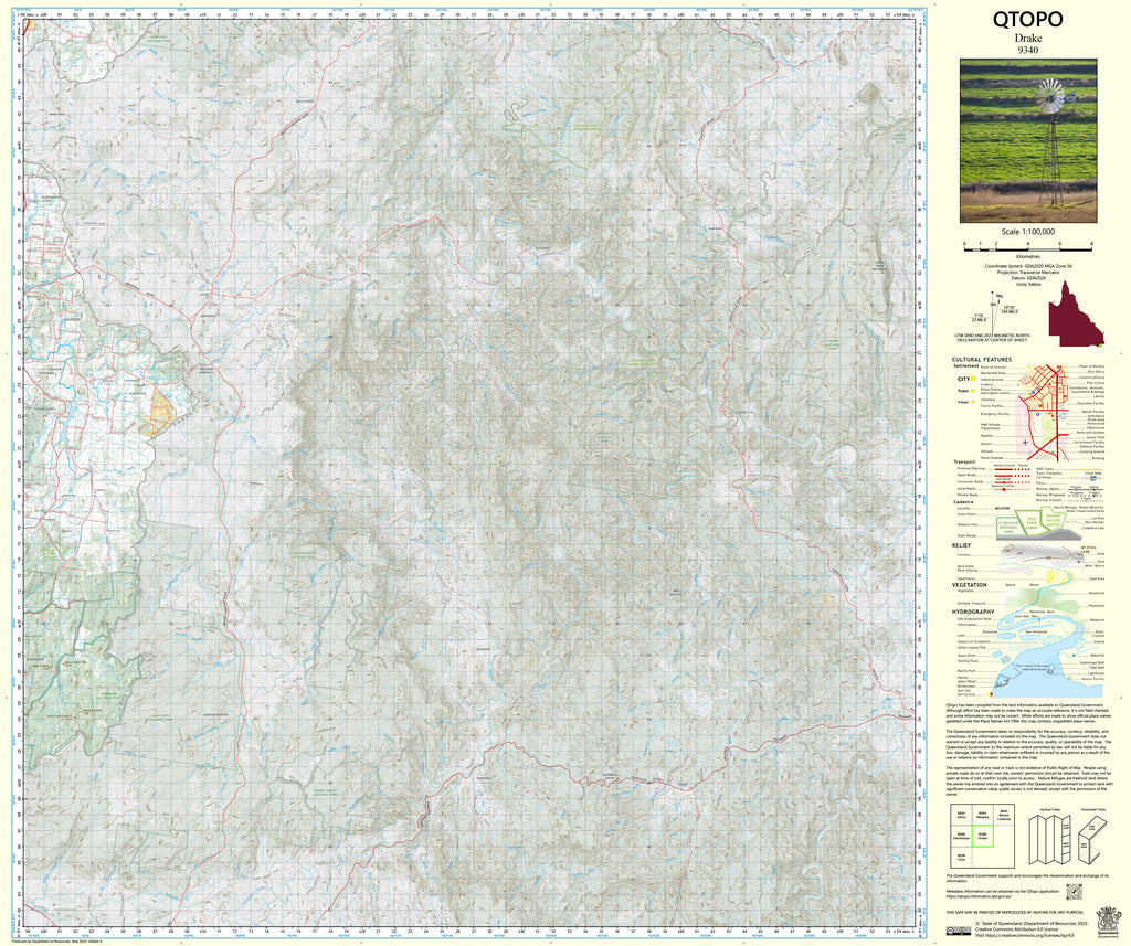 9340 Drake QTopo 1:100,000 Topographic Map | Mapworld