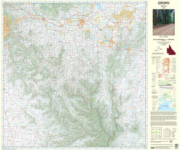 9342 Helidon QTopo 1:100,000 Topographic Map