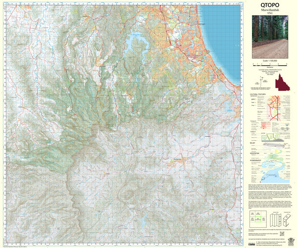 9541 Murwillumbah QTopo 1:100,000 Topographic Map