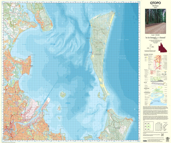 9543 Brisbane QTopo 1:100,000 Topographic Map